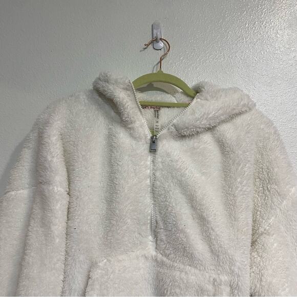 Calvin Klein Performance White Pullover Half Zip Sherpa Hoodie Sz L - Picture 3 of 12